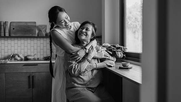 mother and daughter hugging